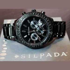 SILPADA Black on Black Watch T3139 embellished Black Cubic Zirconias